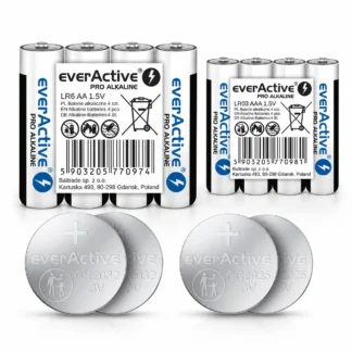EverActive pultide patareikomplekt 12 tk – AA, AAA, CR2032 ja CR2025 patareid